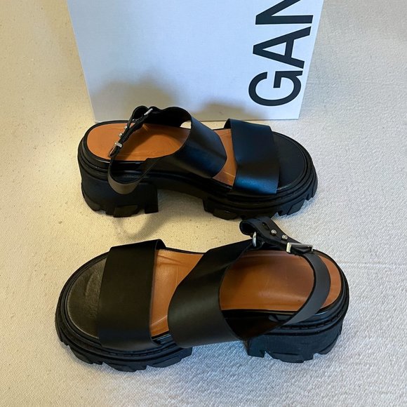 Ganni Cleated High Heel Sandal, Black, Size 9 - Picture 16 of 17